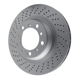 Porsche 718 Cayman Brake Rotor (1) - Left Rear - R1 Concepts - Drilled Carbon Alloy GeoMET - `16-`23